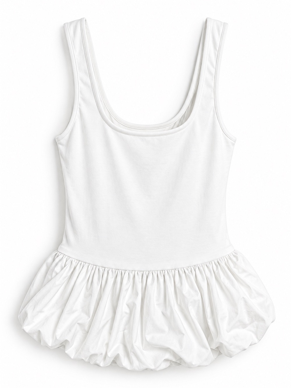 H&M Divided SOLD-OUT White Scoop Neck Bubble-Hem Tank (385)